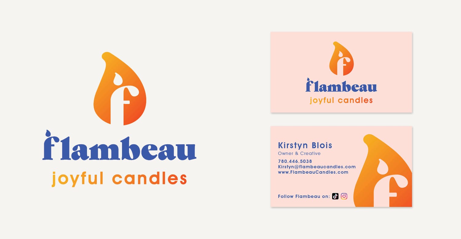 Flambeau logo and business card