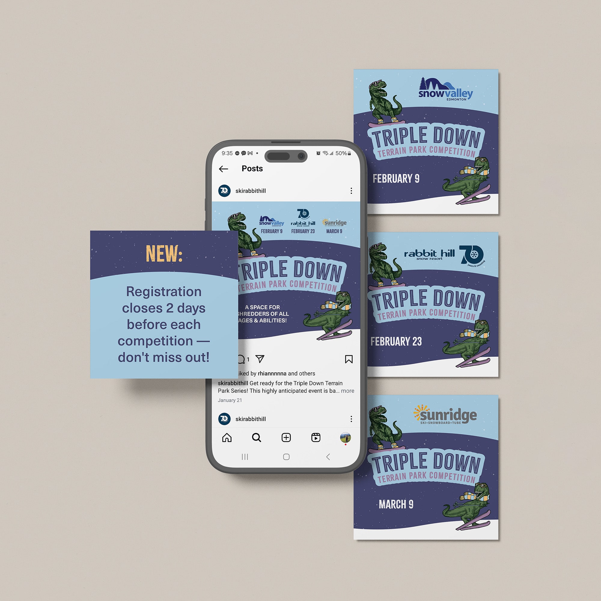Triple Down Event Branding Instagram Posts