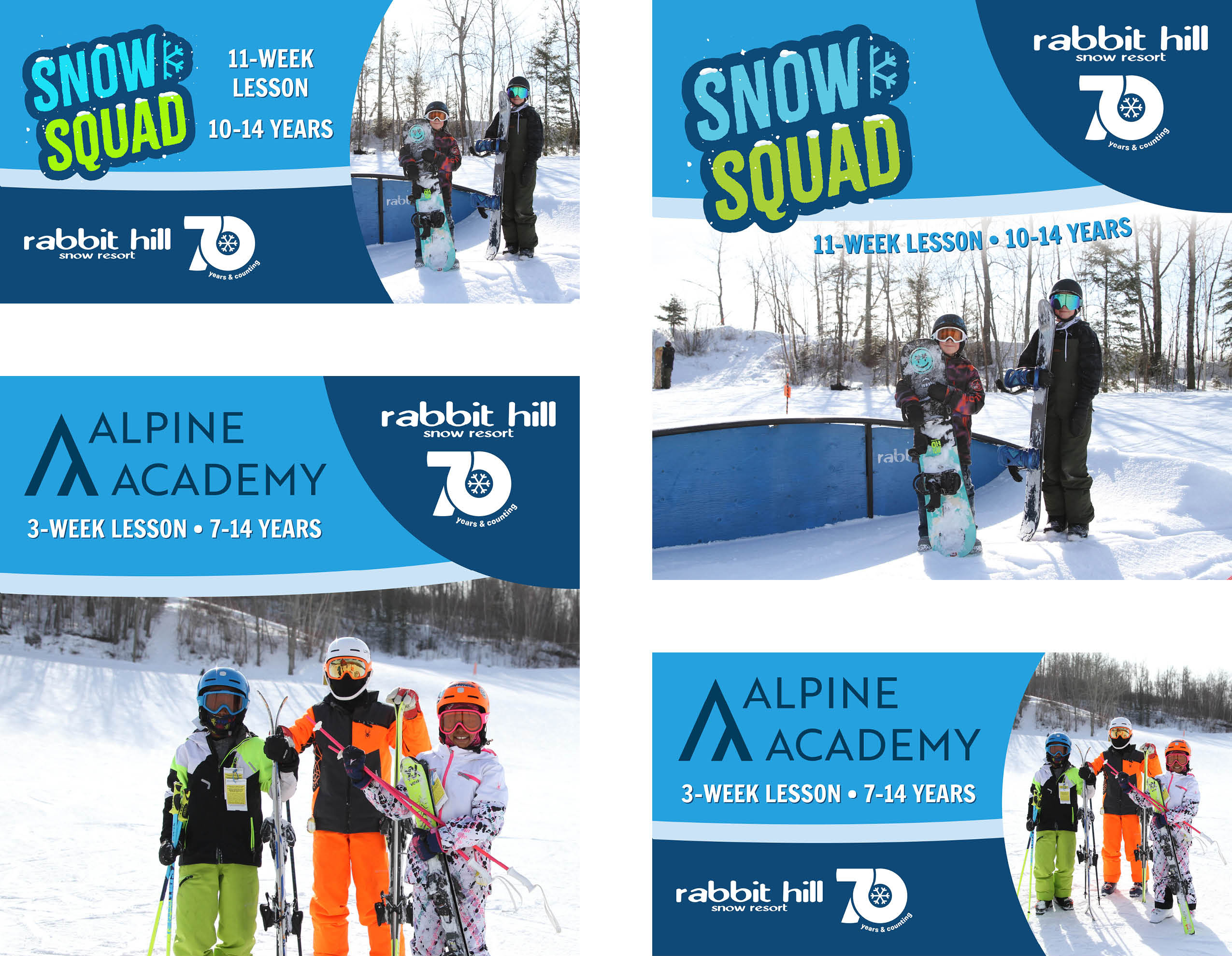 Alpine Academy and Snow Squad Lesson Program Logos used in digital ads