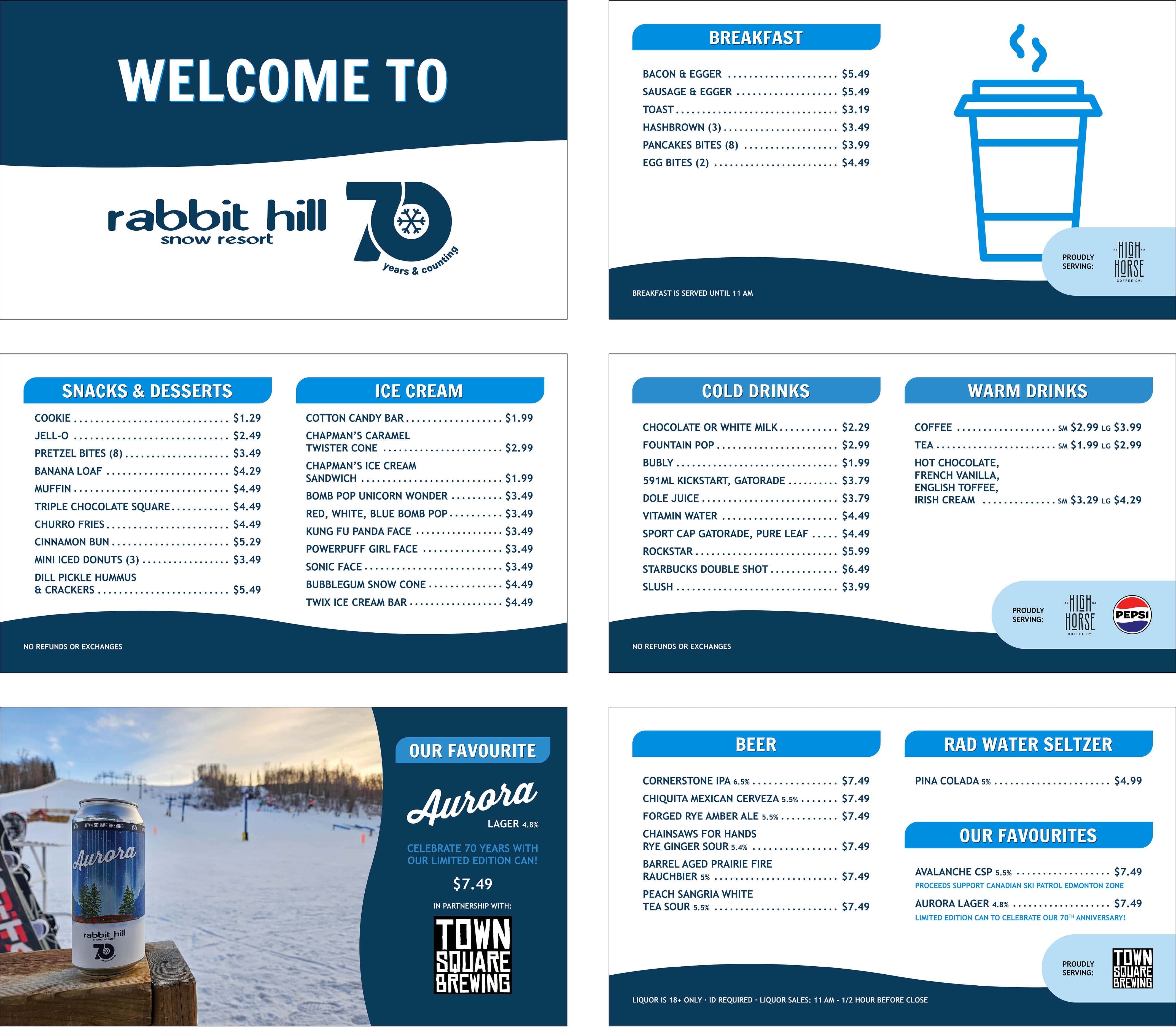 70th Anniversary branded menu screens