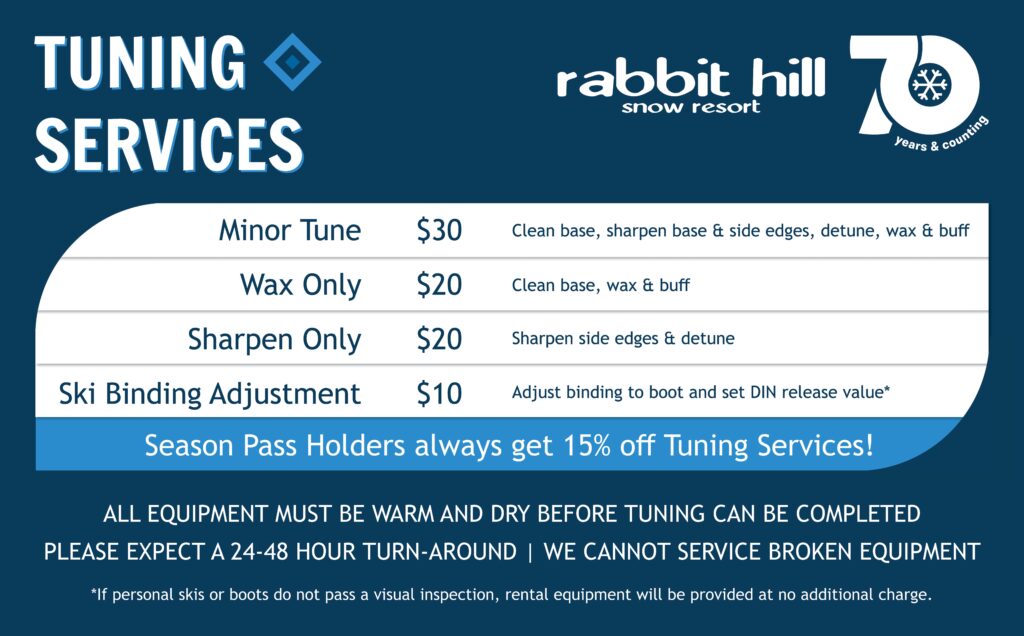 70th Anniversary branded rental shop tuning services price board